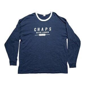 Vintage Chaps Ralph Lauren Long Sleeve Crew Neck Men's XL Made In USA Navy‎